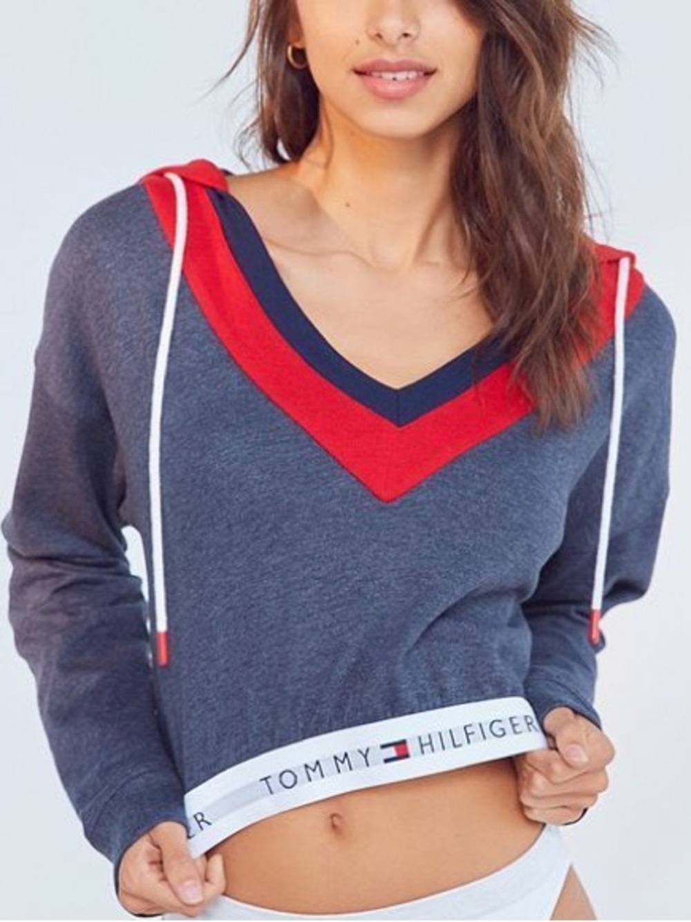Tommy Hilfiger Navy & Red Cropped Hoodie